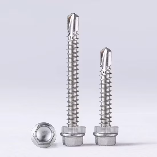 DIN7504K Tornillos Parafuso autoperfurante de cabeça hexagonal com arruela colada em EPDM